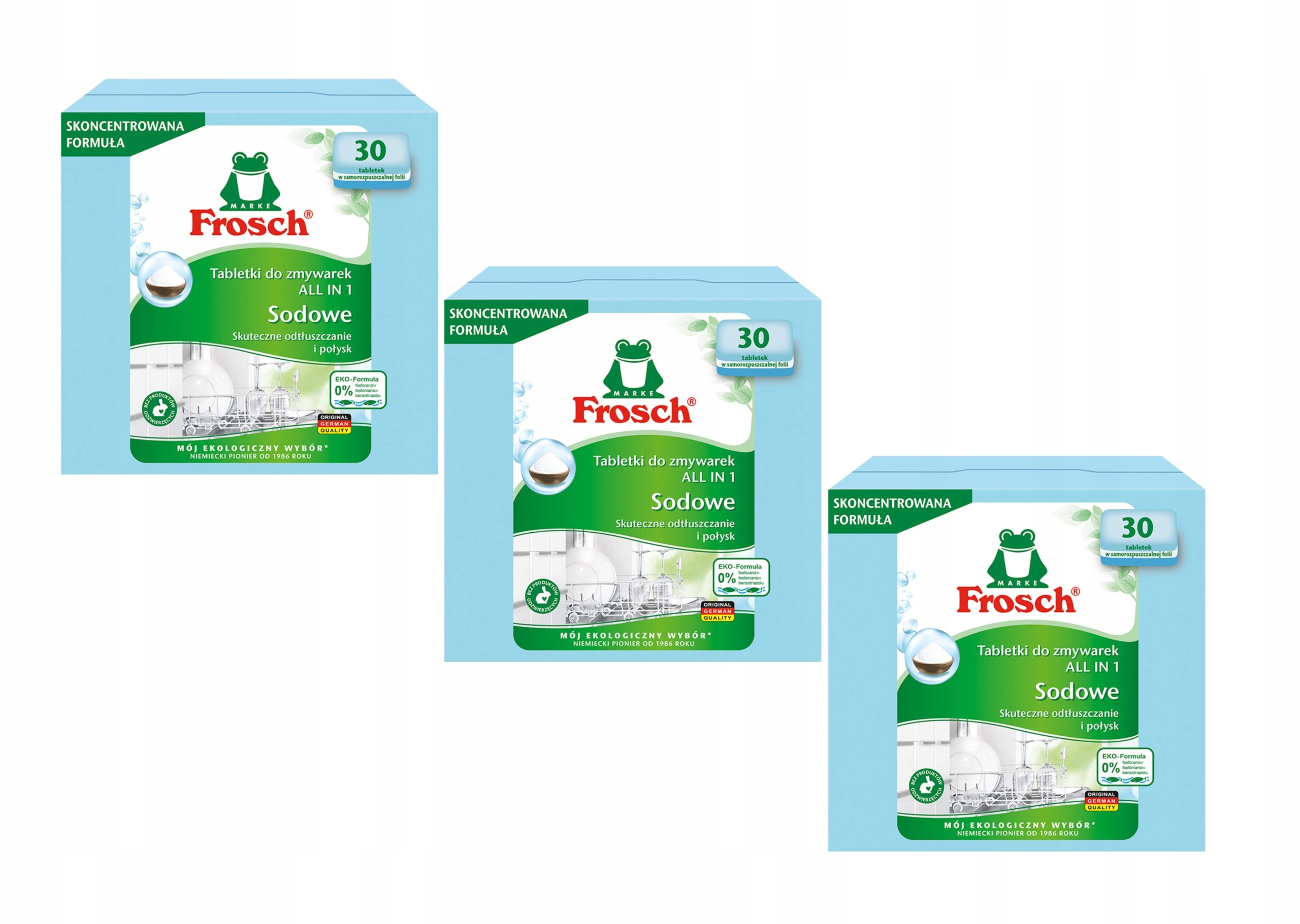 3 x Eko Tabletki do Zmywarki All in 1 Kapsułki Frosch Soda 30szt 540g
