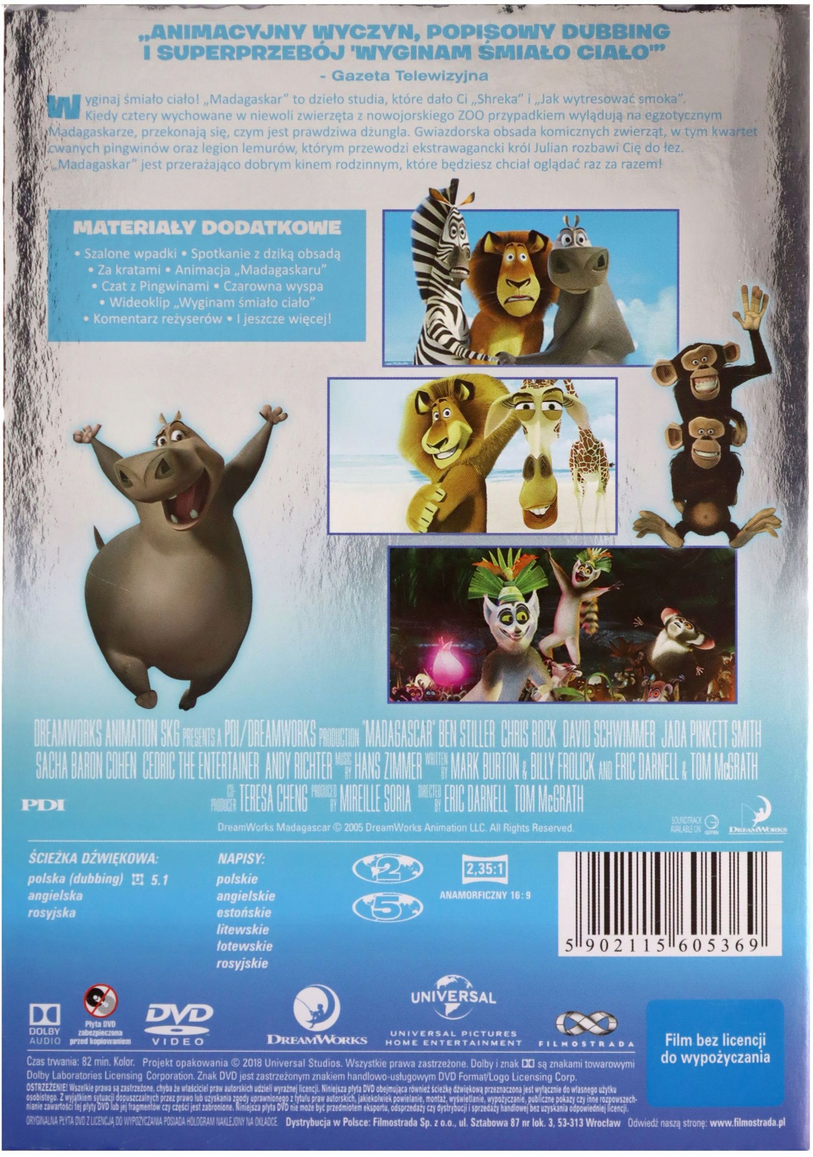 MADAGASKAR [DVD] Stan opakowania oryginalne