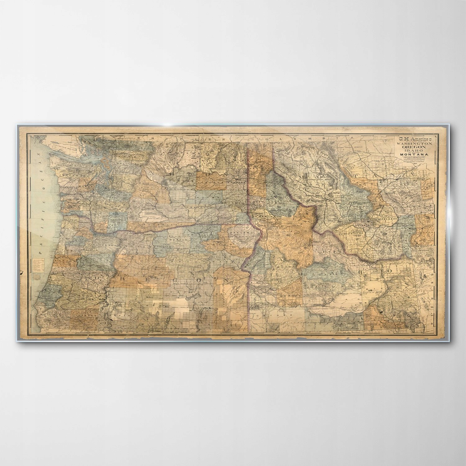 Tvrdený sklenený obraz Mapa Washington 120x60