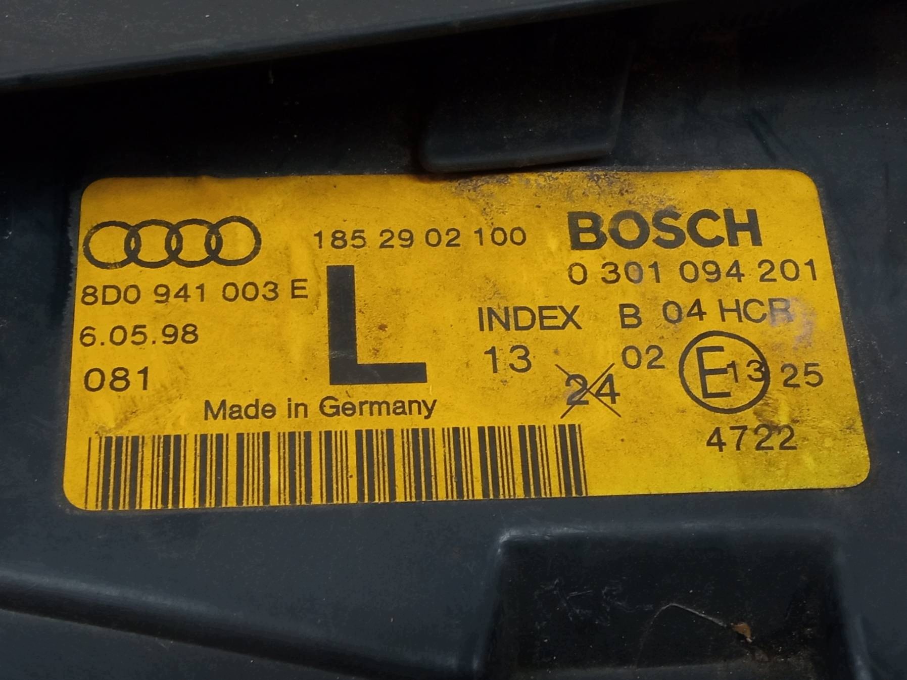 světlo předek levá EUROP před LIFT 8D0941003E Audi A4 a (1994-2001) B5