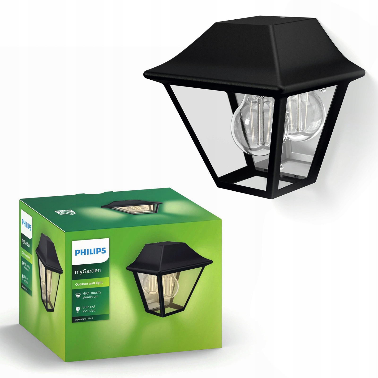 Zahradní nástěnné svítidlo Venkovní fasádní lampa E27 IP44 Černá Philips