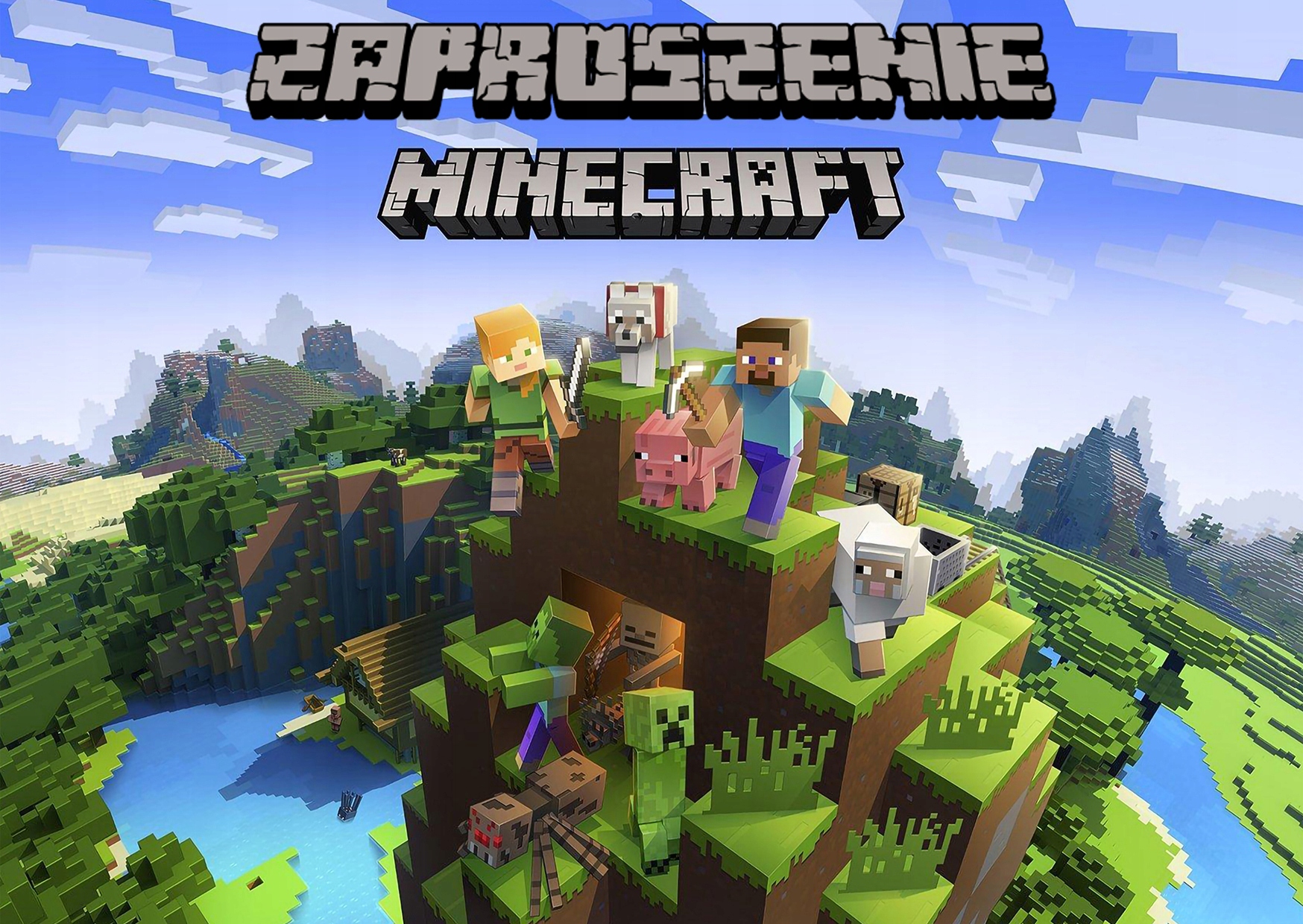ZAPROSZENIE MINECRAFT ZAPROSZENIA MINECRAFT CREEPER TNT URODZINY