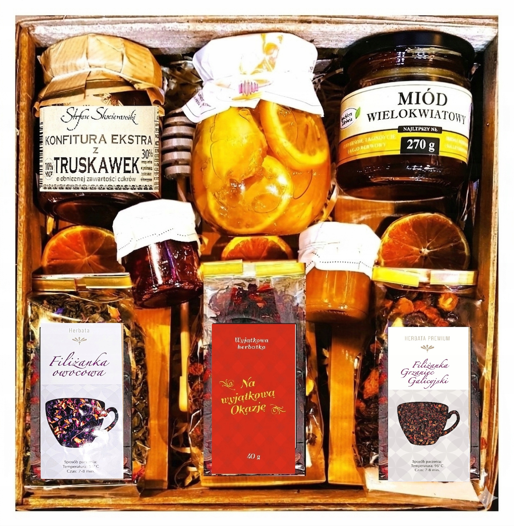 Koš Dárková Sada Dárek Dárkové Balení Čaje Med Citron Malina