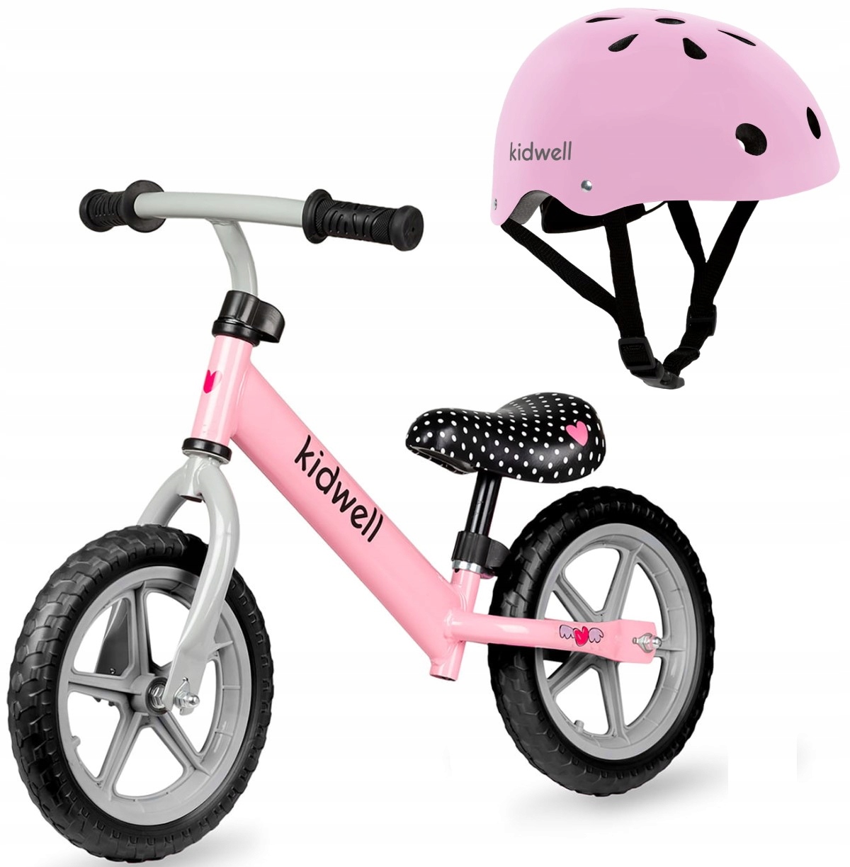 Zestaw dla dziewczynki rowerek biegowy różowy kask różowy rozmiar S