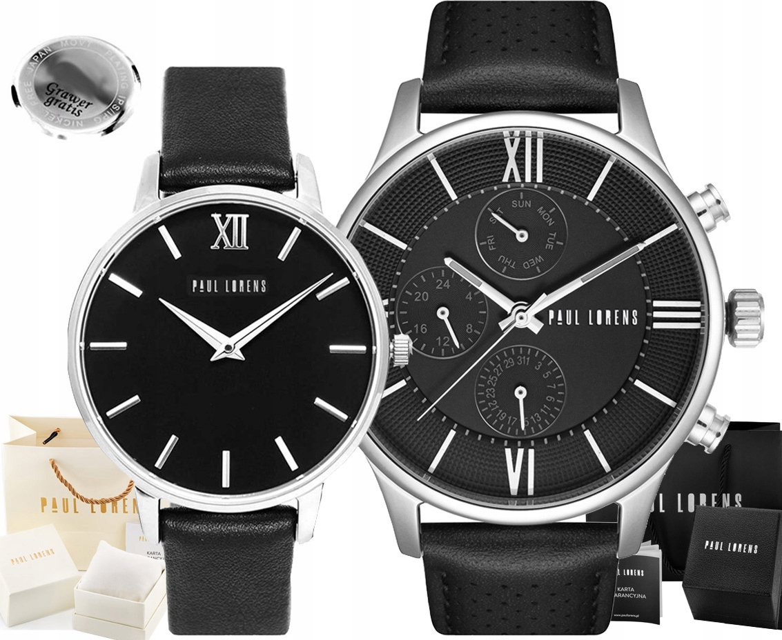 Sada hodinek pro páry Paul Lorens kožený řemínek Ideální Jako Dárek Box