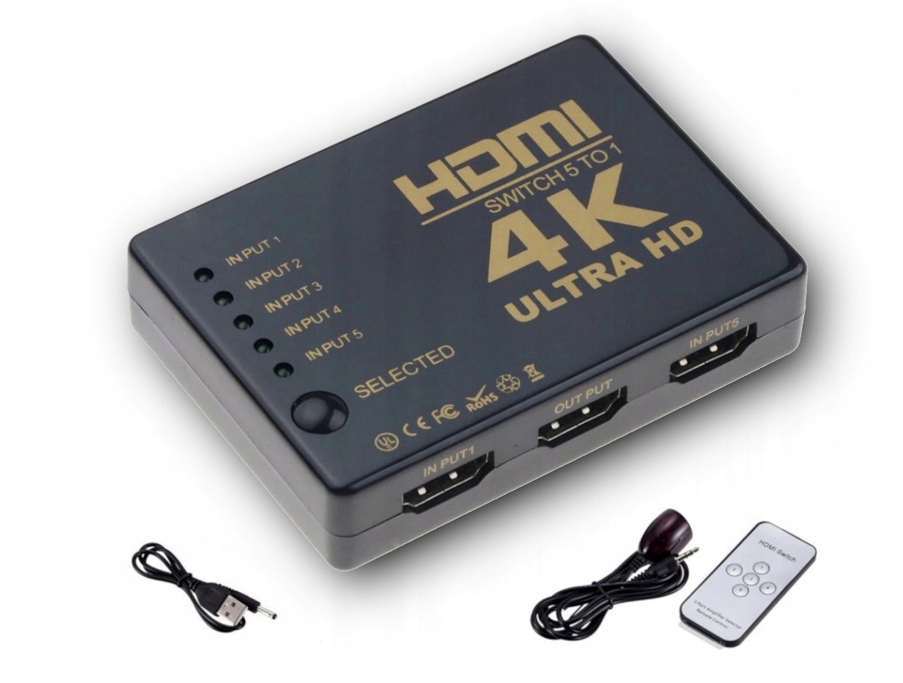 

Switch Hdmi 3D 4K Ultra Hd 5-wejściowy 25m +pilot