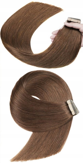 Agmity Doczepiane Włosy Naturalne 20 Szt. 50GRAM Średni Brąz 7E55