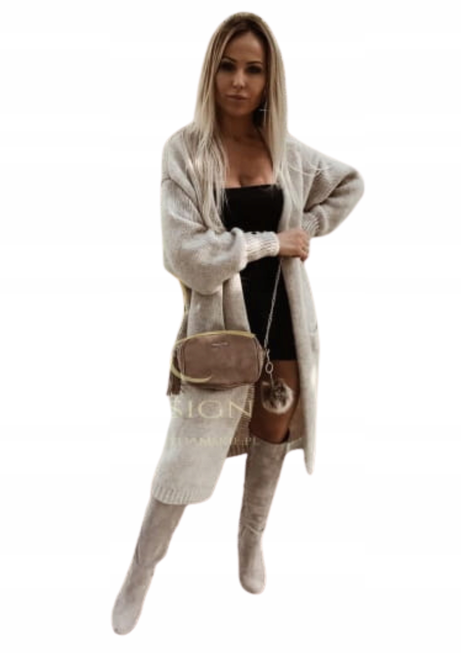 Dámský dlouhý kardigan Mia J&k, světle šedý