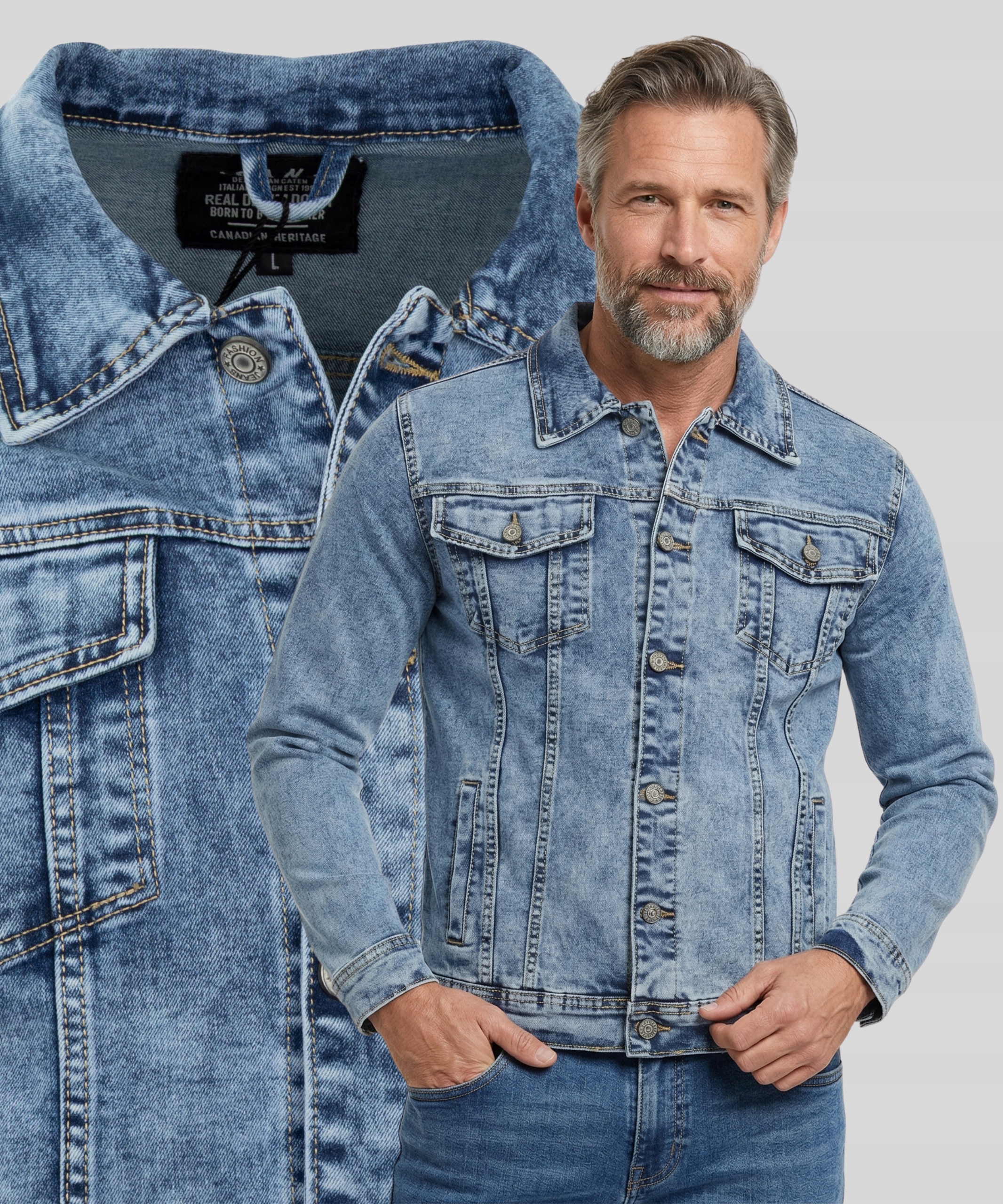 Katana pánská džínová bunda na podzim klasická modrá Bavlna Vel XXL