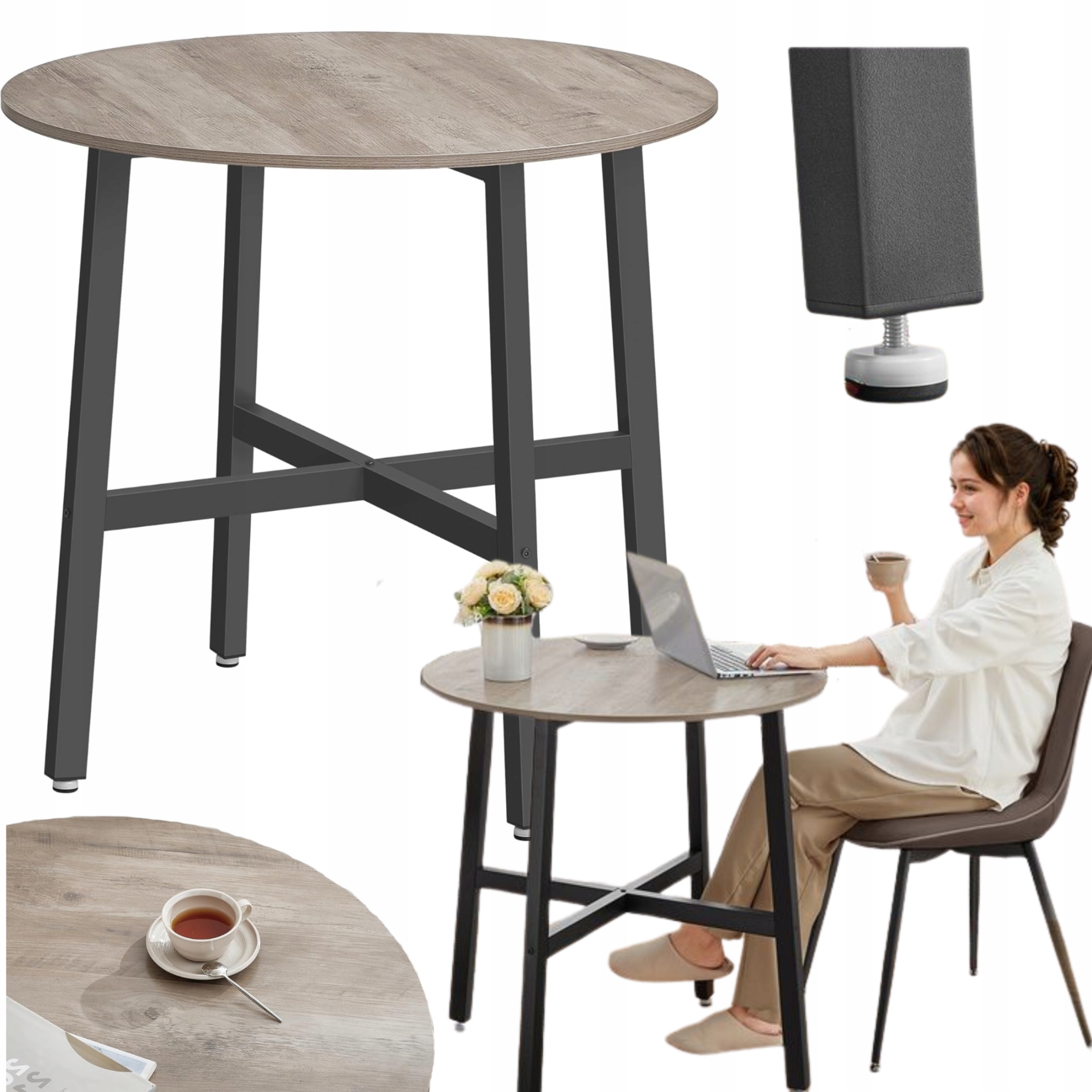 Kulatý kuchyňský stůl Industriální stůl do kuchyně Jídelna Ocelový rám Loft