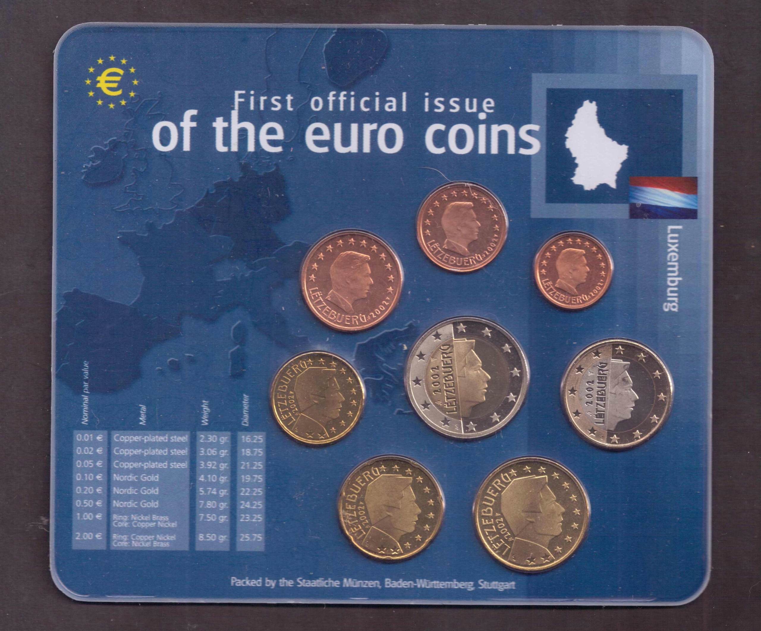 Luksemburg - 2002 rok - zestaw rocznikowy - 8 monet