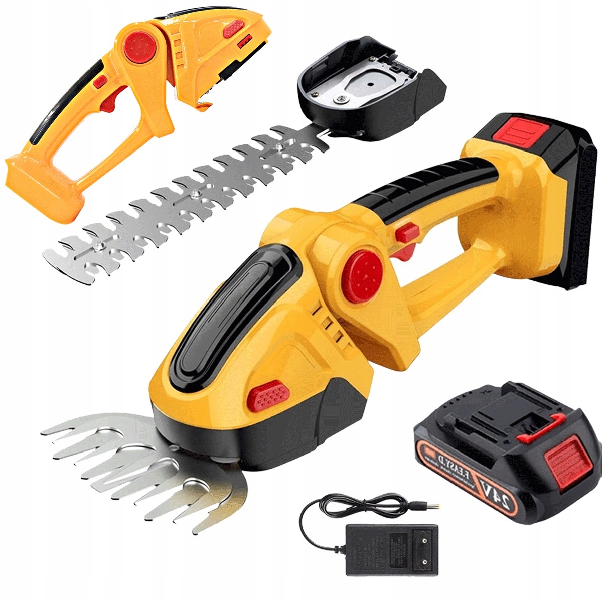 Nůžky na živý plot s nastavitelným úhlem 90°, lehké, 750 g, žlutá barva