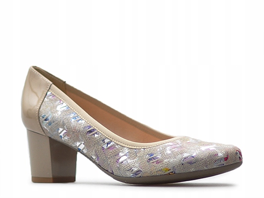 Boty Arka BI5175/1455+1404 Béžová lico+lak Barevné vzory 37