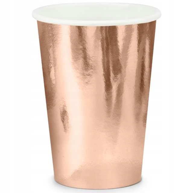 KUBECZKI metalic RÓŻOWO ZŁOTE mieniące WIECZÓR PANIEŃSKI 220ml x6