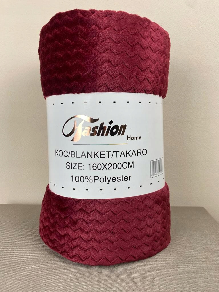 Koc Fashion Home mikrofibra 160 cm x 200 bordo burgund czerwony