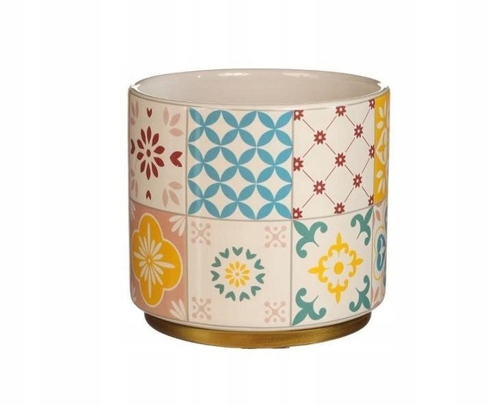 

Ceramiczna Osłonka Doniczka 13CM Patchwork Żółta