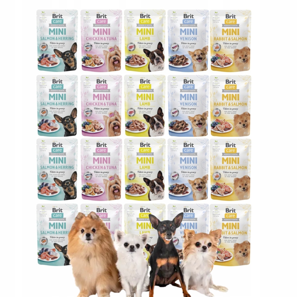 Levně Vlhké krmivo pro psy Brit Pouch Mini mix chutí 85 g *20 ks