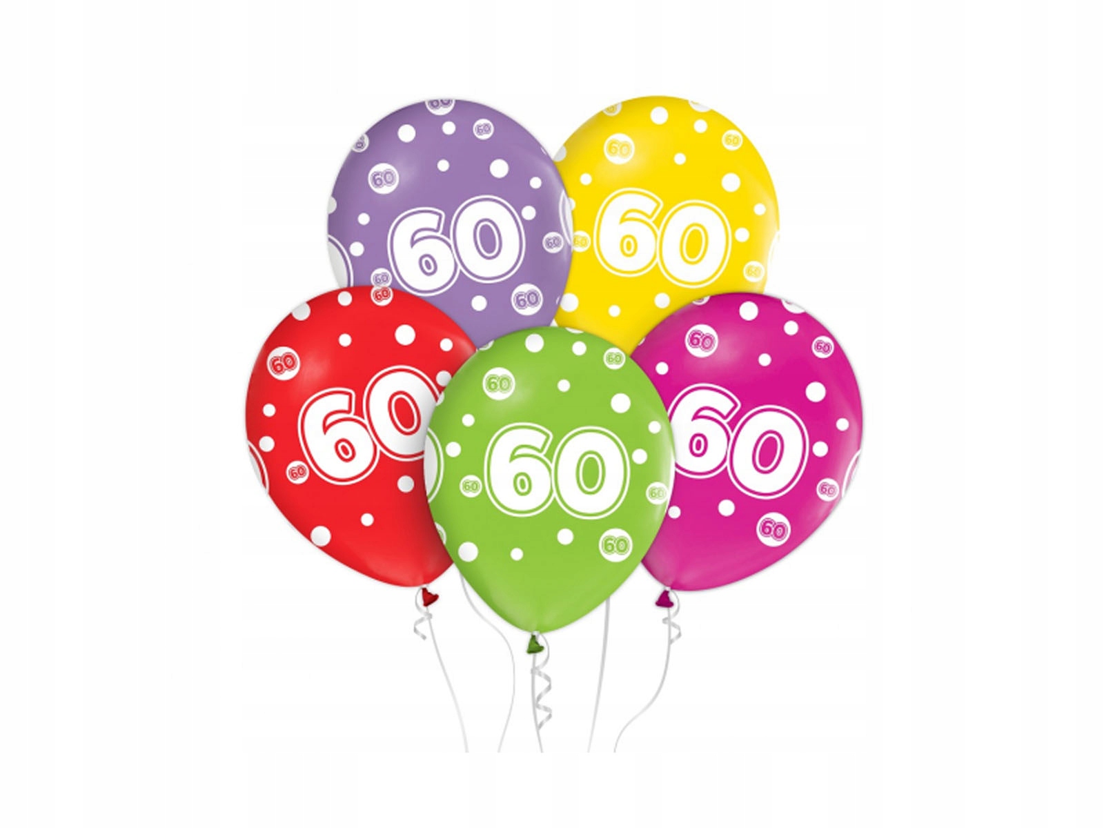 

Balony lateksowe z liczbą 60 urodziny 30cm 5szt.