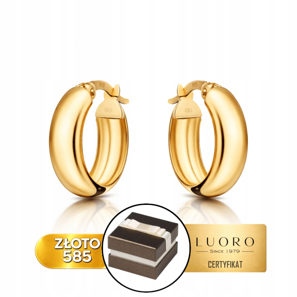 Náušnice Zlaté 585 14k Široká Zlatá Kolečka Dárek