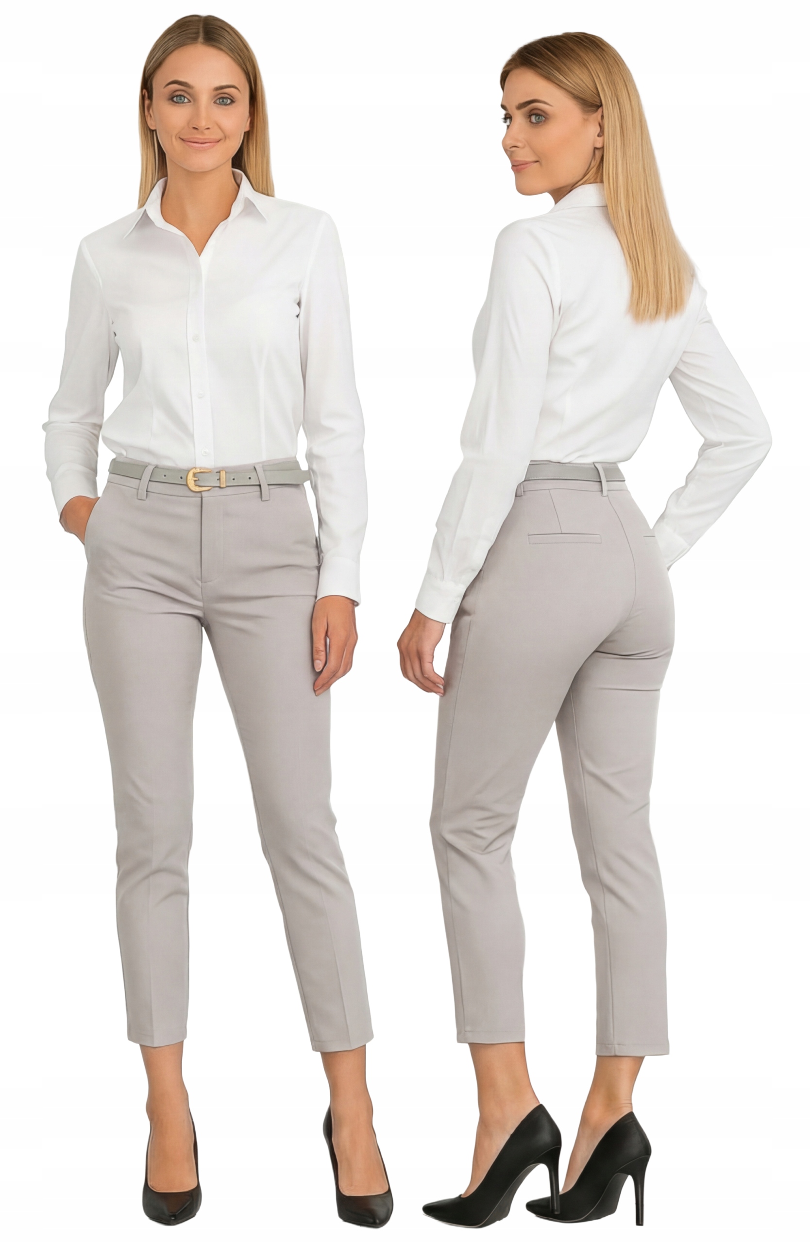 Elegantní Dámské Kalhoty Freesia Obchodní Doutníčky S Páskem 7/8 S