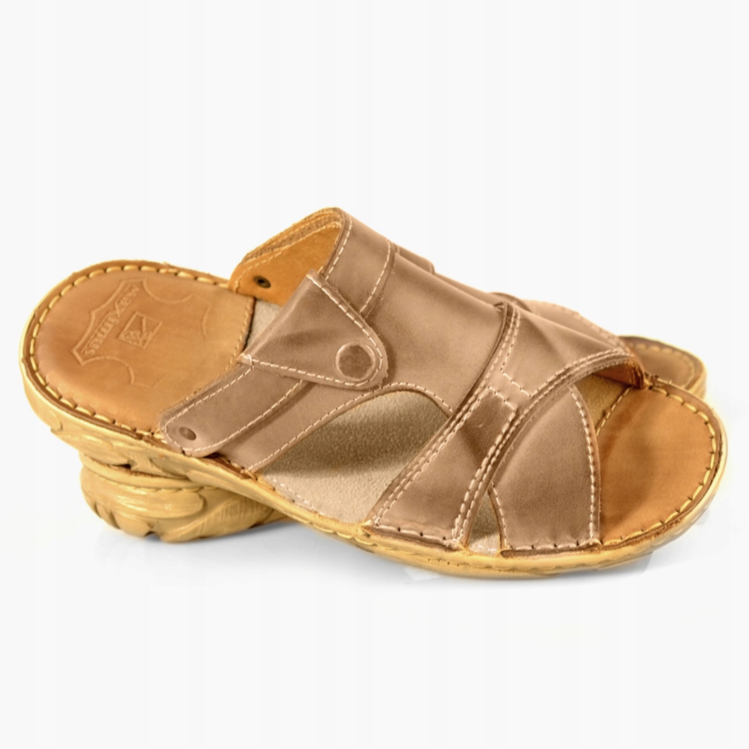 015 nazouváky a sandály v jednom, kožené Maximus olivová 43