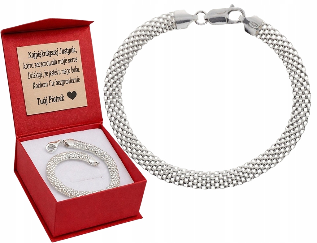 Bransoletka Srebrna Tub Ażurowy 6,00 mm pr 925 Grawer