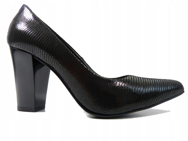 Námořnická Modrá kožené klasické polobotky na podpatku, lodičky na podpatku Sala 37