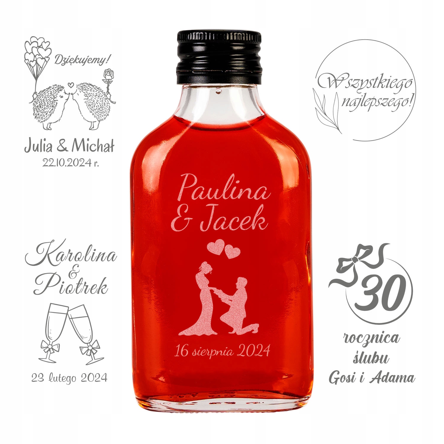 

25x Piersiówka 100ml na wódkę z Grawerem +zakrętki