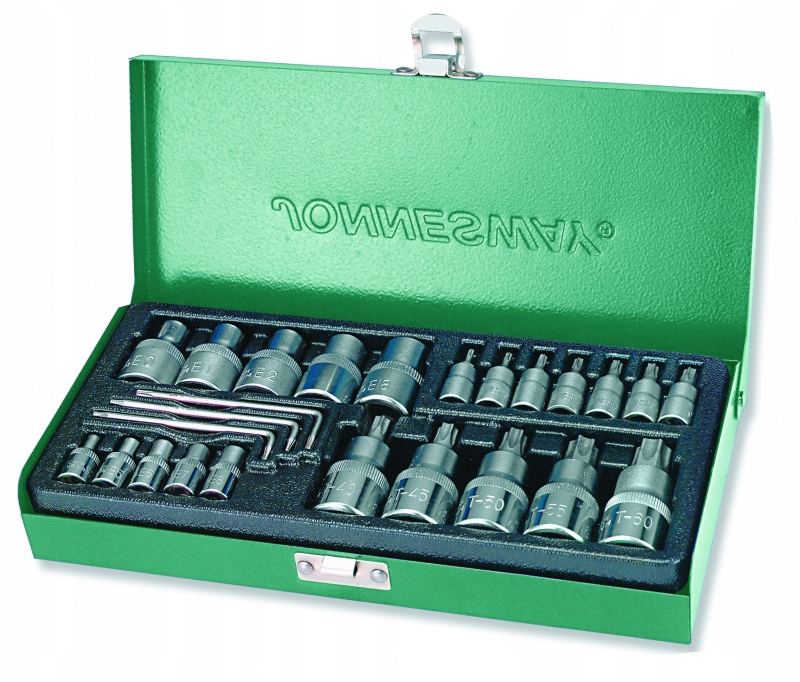 Kpl kluczy wpustowych TORX i nasadowych E 25szt