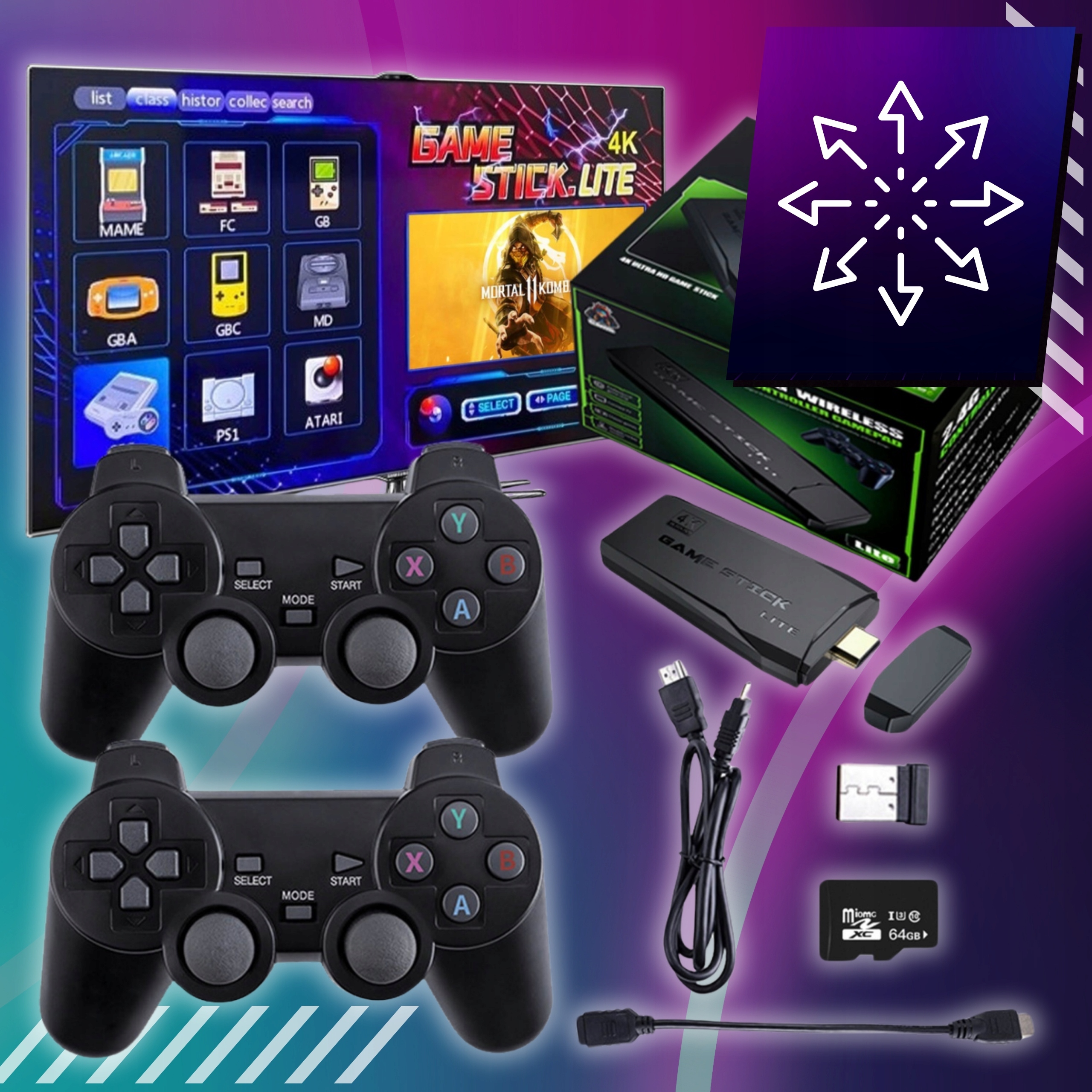 KONSOLA RETRO GRA TELEWIZYJNA BEZPRZEWODOWE 2 PADY 20000 GIER EMULATOR Model Game STICK