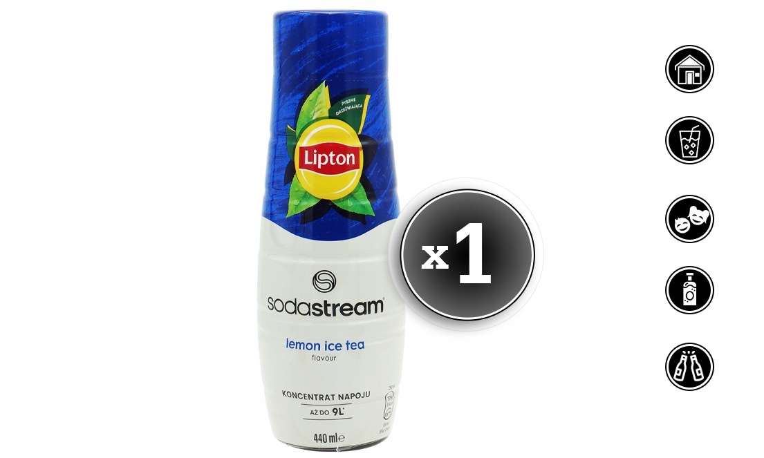 SYROP SODASTREAM LIPTON LEMON ICE TEA DO SATURATORA 9L NAPOJU z 440ml Stan opakowania oryginalne