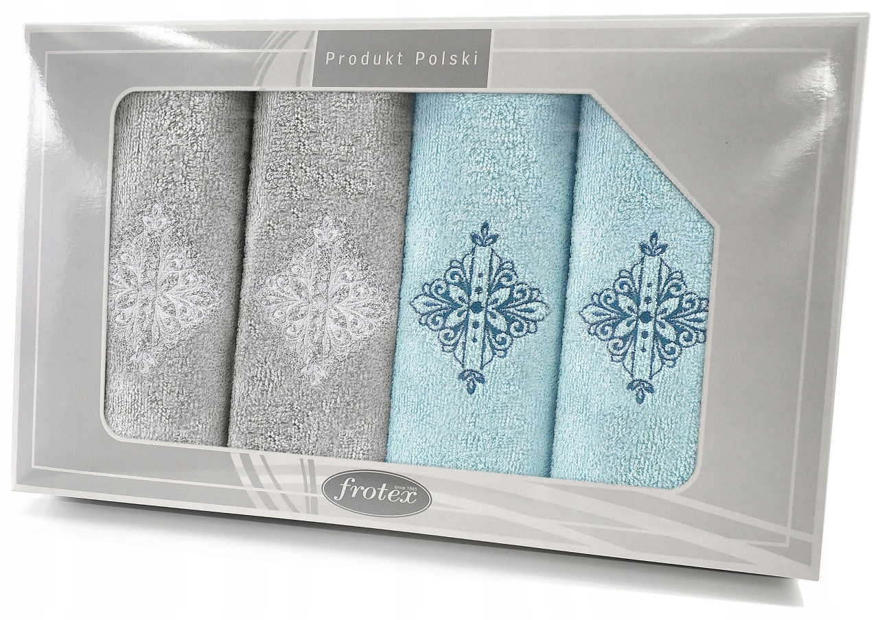 Komplet 4 ręczników Gift 50 70 popiel aqua w6