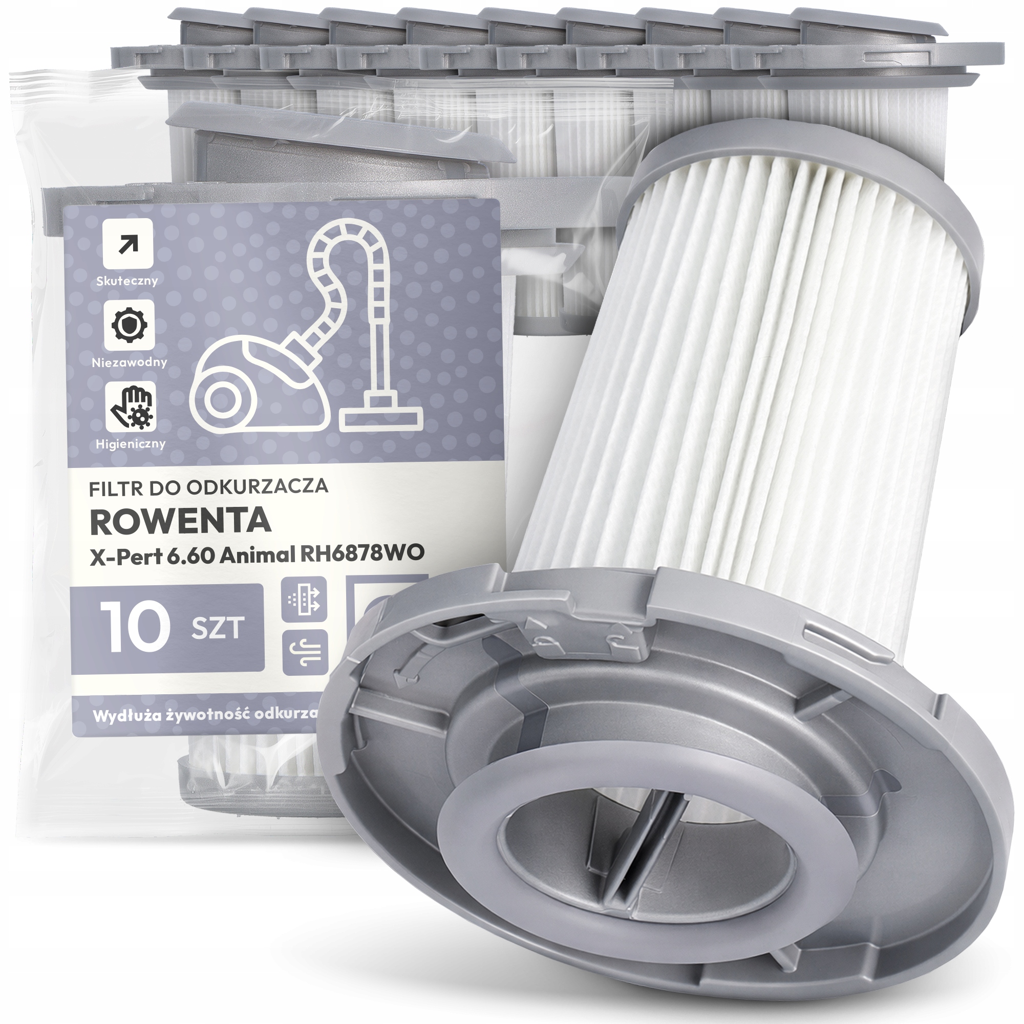 10 x Filtr Pro Vysavač Rowenta X-Pert 6.60 Animal RH6878WO Em-w