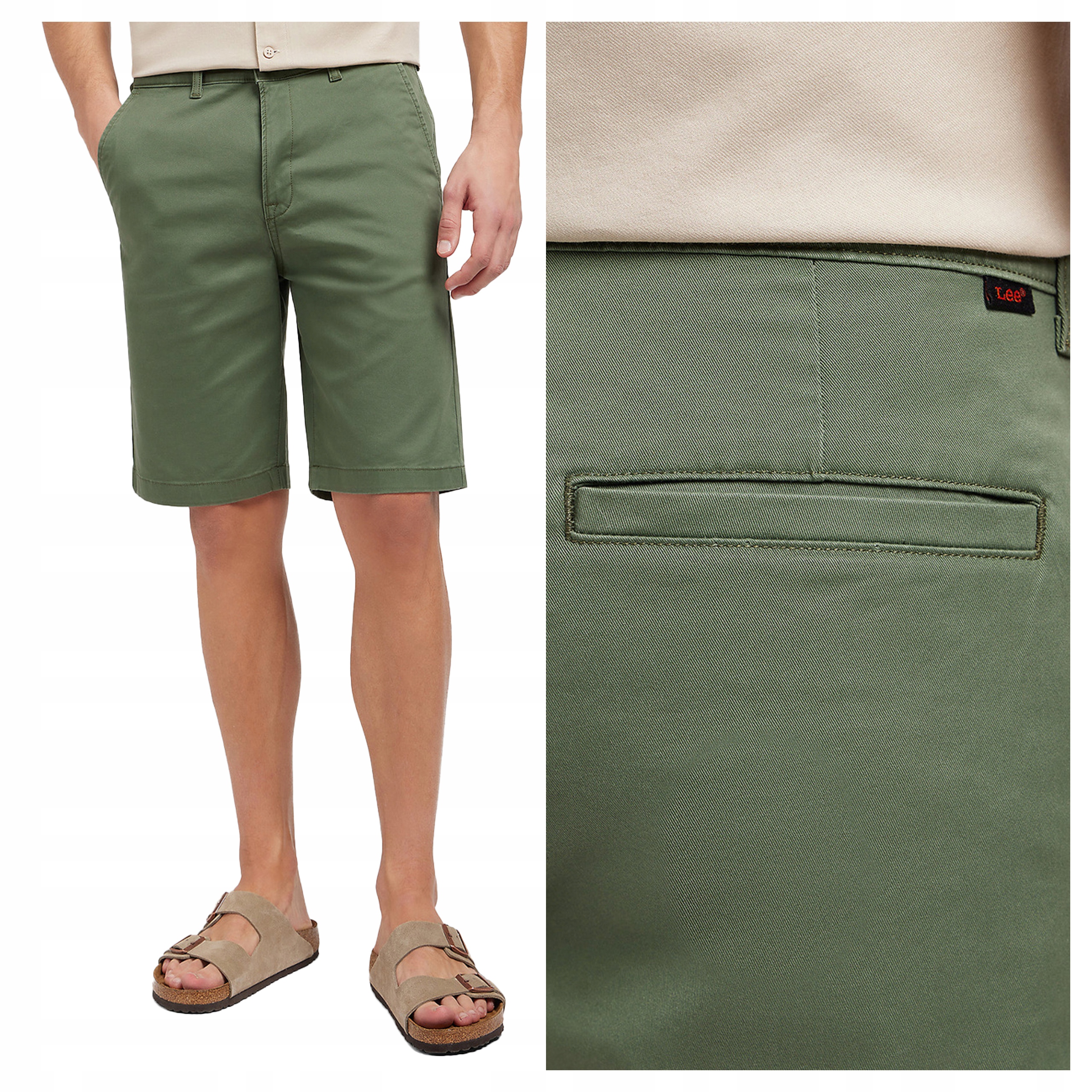 Pánské šortky Lee Regular Chino Látkové Klasické Zelené W32