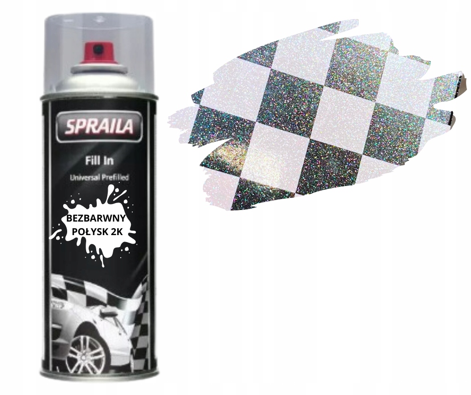 2K Bezbarwny Połysk Z Utwardzaczem Wielokolorowy Metalik Spray 400 ML