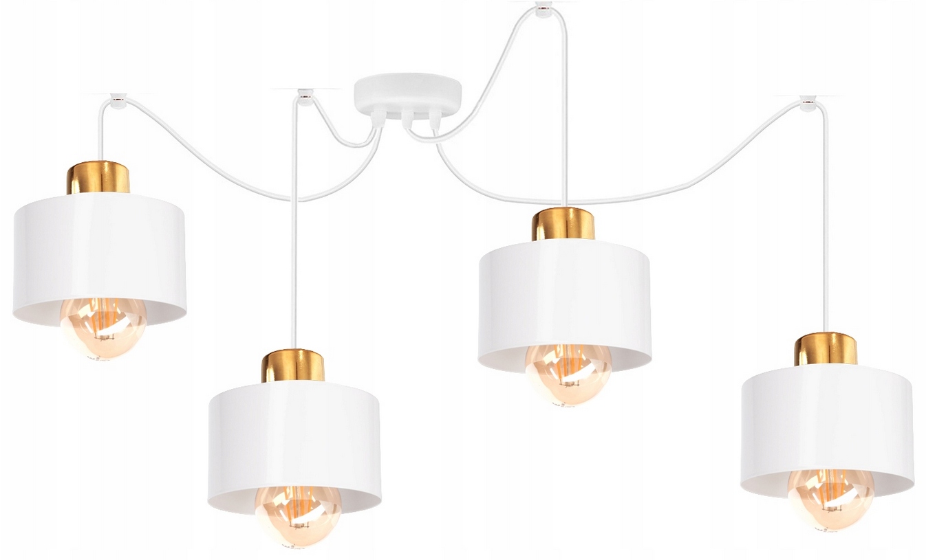 Závěsná Stropní Led Lampa Loft Pavouk Klosz Kovová Bílá Měď na Led