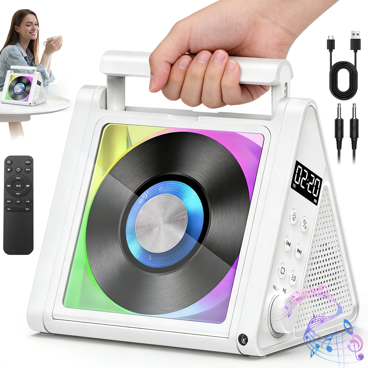 Bluetooth CD Přehrávač 5.3 Fm Rádio MP3 Wma 5 Režimů Ekvalizéru