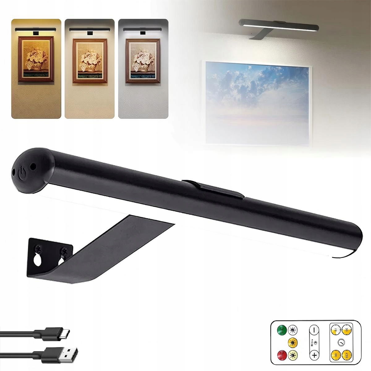 BEZPRZEWODOWY MAGNETYCZNY KINKIET LED LAMPKA NAD LUSTRO OBRAZ 30CM PILOT