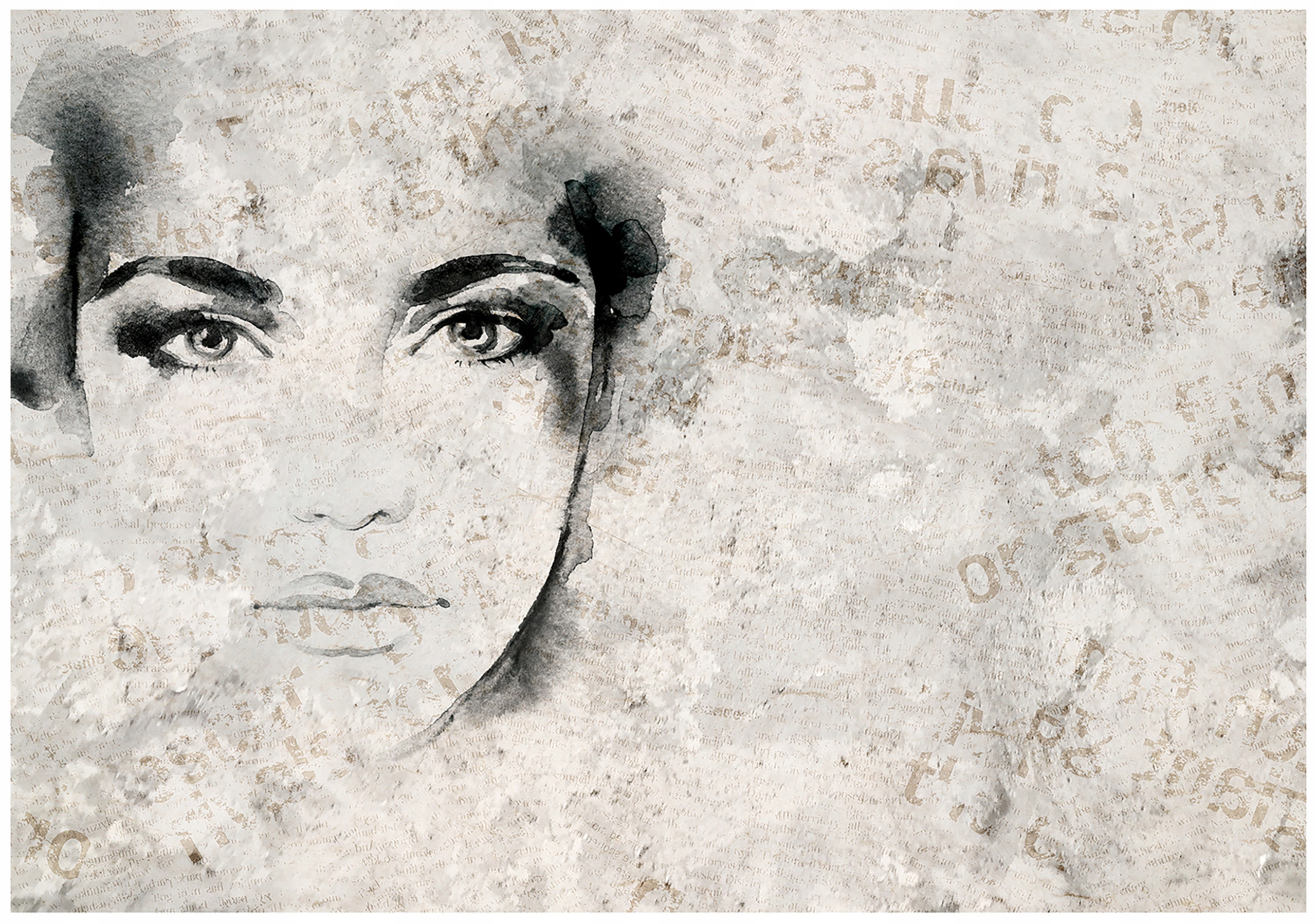 Tapeta Šedá Žena Obličej Beton Tapeta Do Předsíně Obývacího Pokoje Kanceláře 416x254