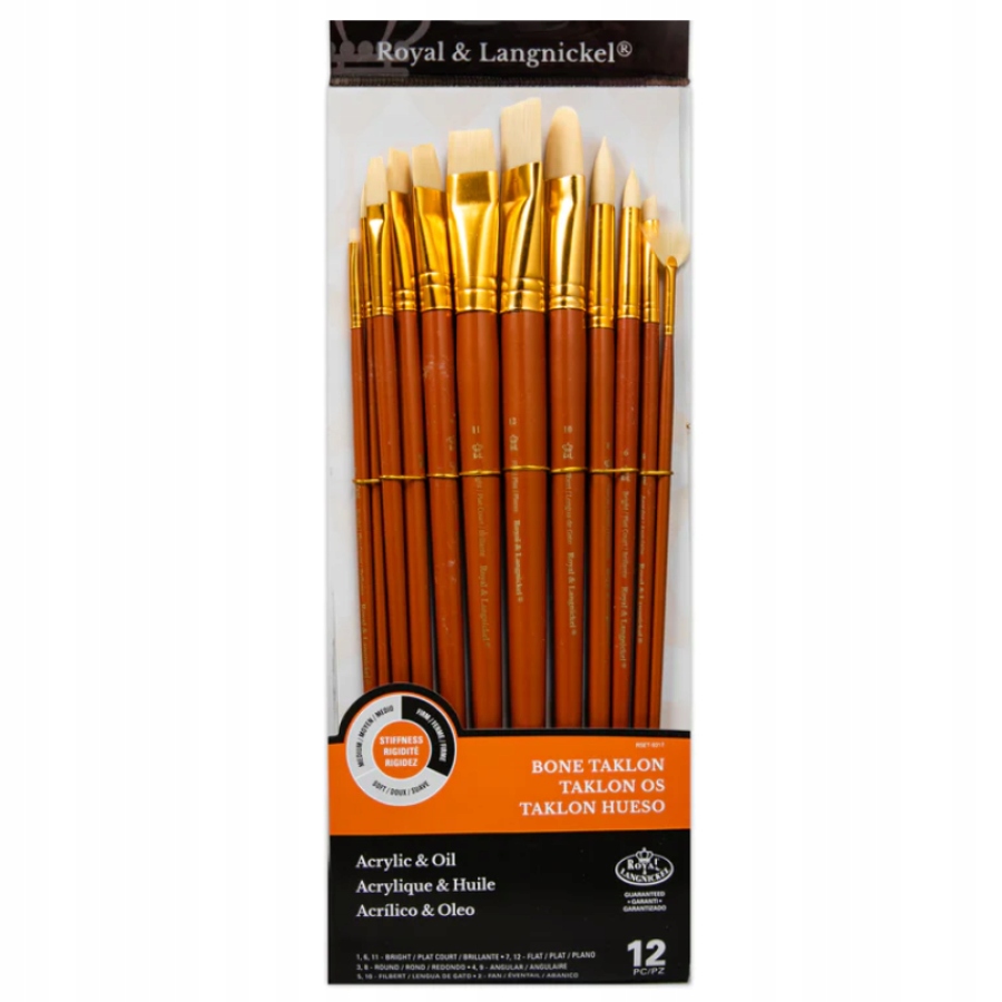 Sada 12 štětců Bone taklon akryl, olej 9317