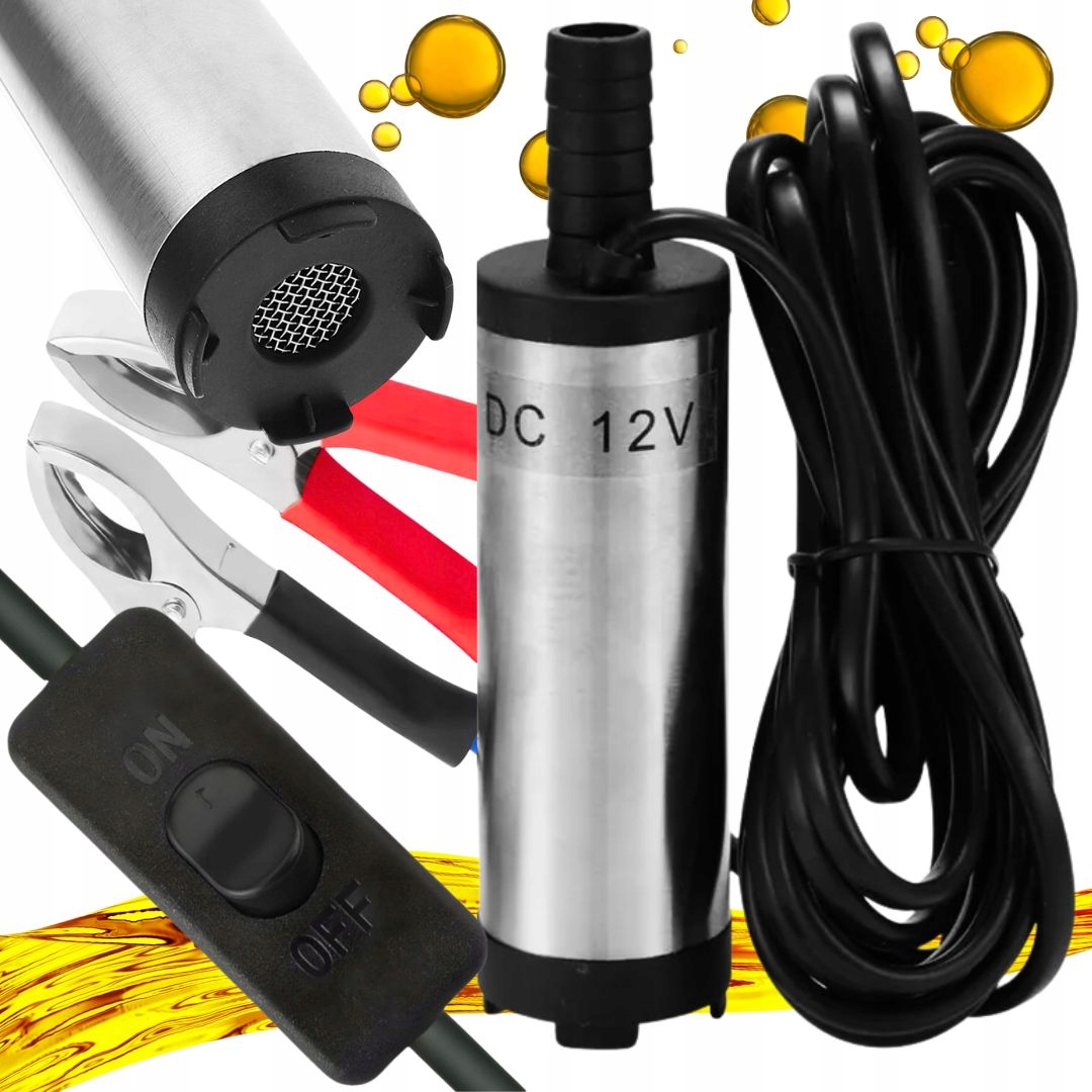 POMPKA POMPA DO SPUSZCZANIA CIECZY OLEJU ROPY WODY ZATAPIALNA - MOCNA 12V