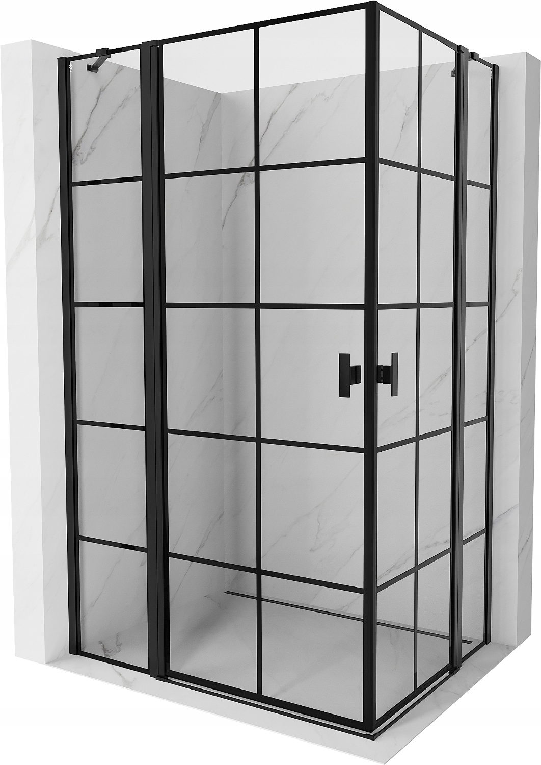 Mexen Mist Duo Kabina Prysznicowa Uchylna 105X95 CM Czarna Kratka