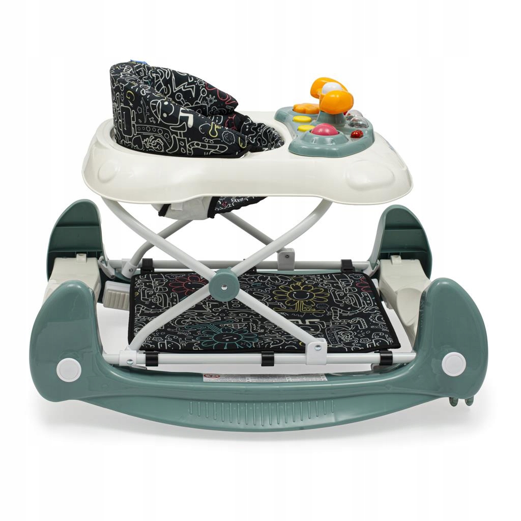 Chodzik dziecięcy z huśtawką i silikonowymi kółkami Baby Mix 53260 Kolor dominujący odcienie zieleni