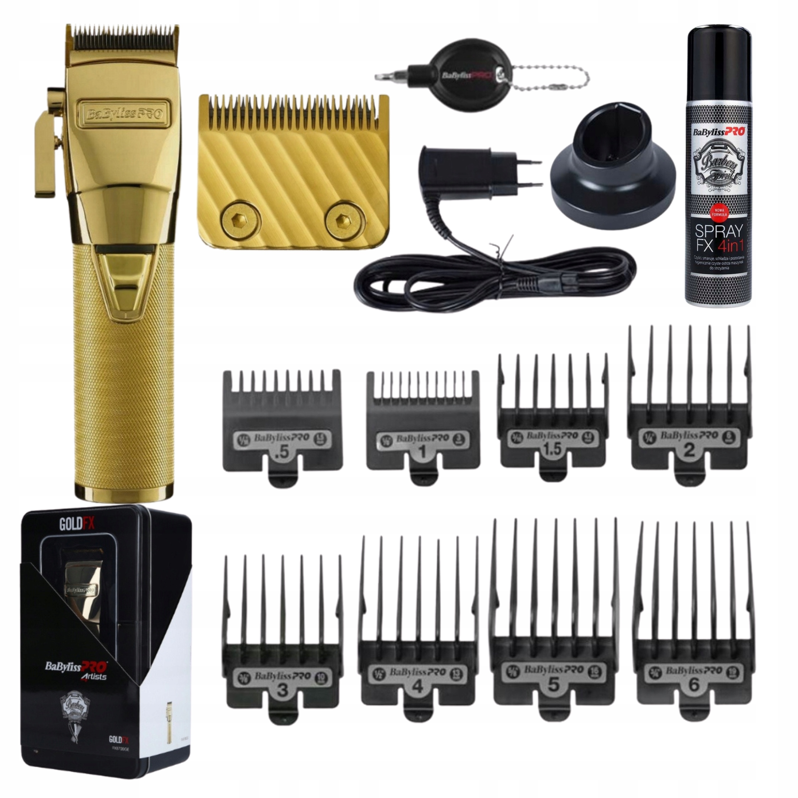 Babyliss Pro Maszynka do Strzyżenia Włosów Bezprzewodowa Gold Stal Spray