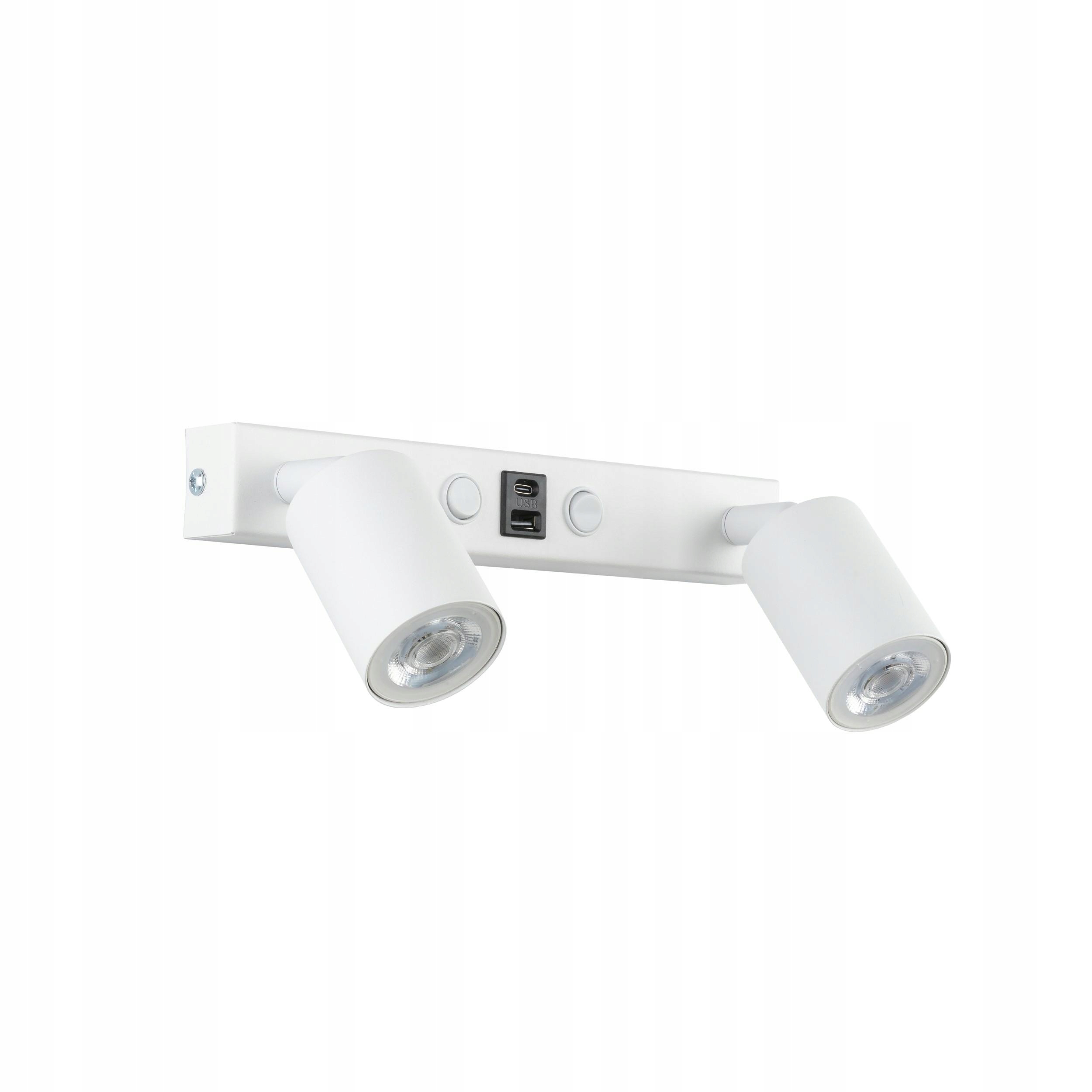 Nástenné svietidlo Nex biele 2xGU10 s Usb portom, Loft Moderné