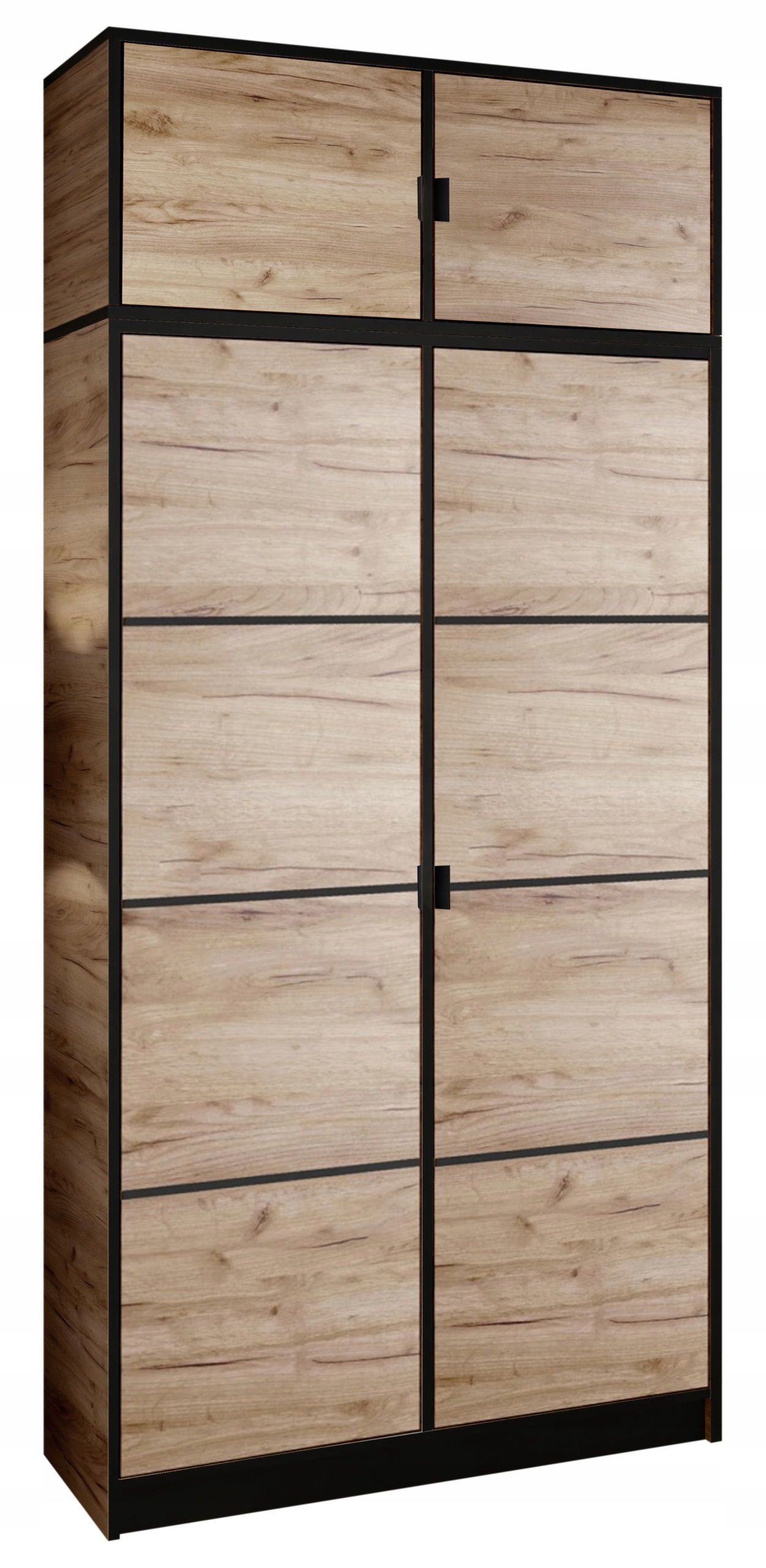 Skříň Lumi 105 2D Dub craft, vzor 2, černý úchyt s nástavcem