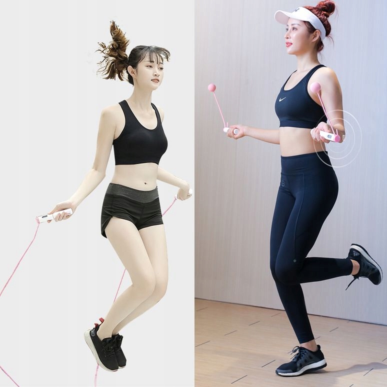 Profesjonalna skakanka Crossfit z elektronicznym licznikiem LCD - różowo bi Model 56324