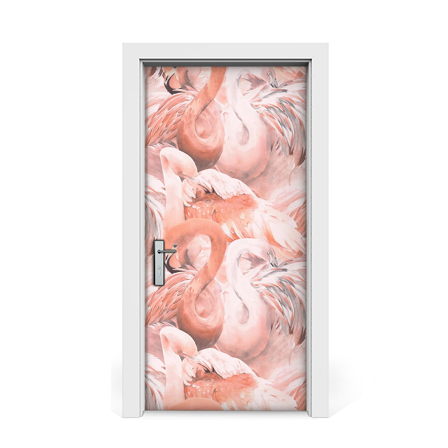 

Naklejka na drzwi okleina Flamingi 95x205