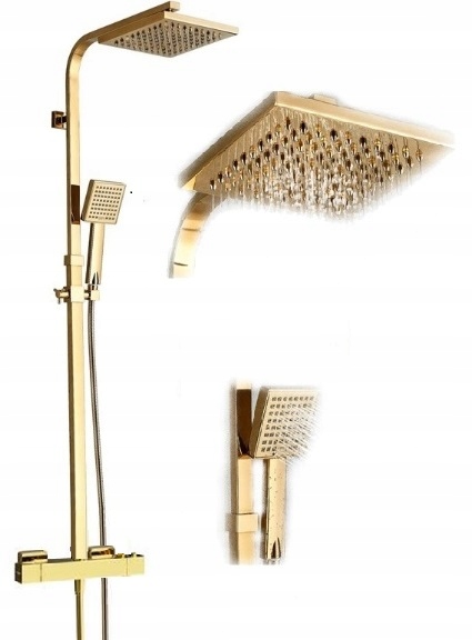 Kúpeľňová zlatá sprchová batéria Dantos Gold Termostat