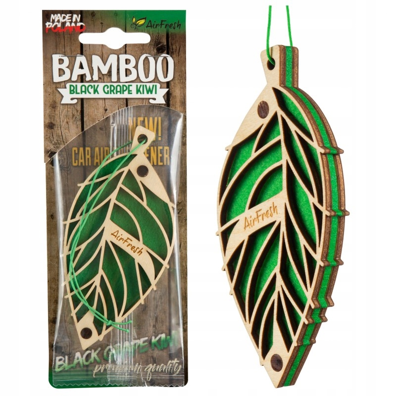 Zapach Samochodowy Drewniana Zawieszka Bamboo – Black Grape & Kiwi